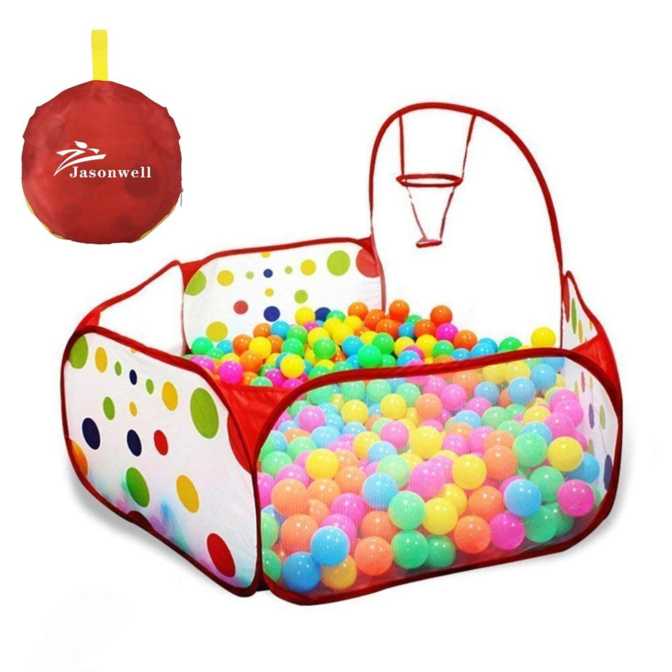 Jasonwell Interiores Casas Jardin niños Casas para niños con aro de Baloncesto y Bolsa de Almacenamiento con Cremallera para los niños 4 Ft / 120CM (Bolas no está Incluidas)
