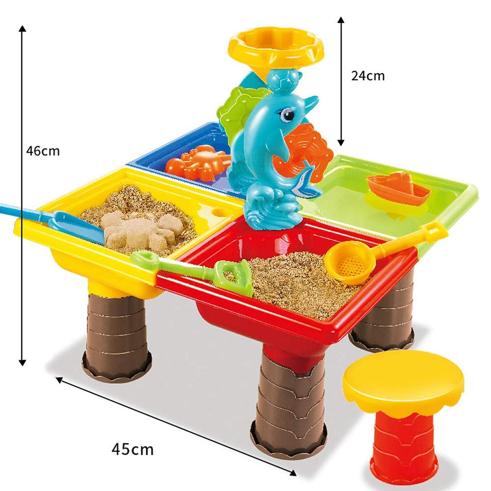 Juego De Juguetes para La Mesa De Playa para NiñOs, Juego De Piscina De Arena Grande Ensamblado Juego para Bebé Dragado con Agua para Jugar InteraccióN para Los NiñOs En Vacaciones