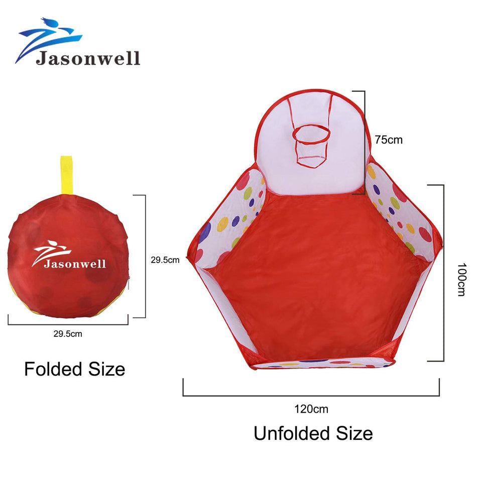 Jasonwell Interiores Casas Jardin niños Casas para niños con aro de Baloncesto y Bolsa de Almacenamiento con Cremallera para los niños 4 Ft / 120CM (Bolas no está Incluidas)