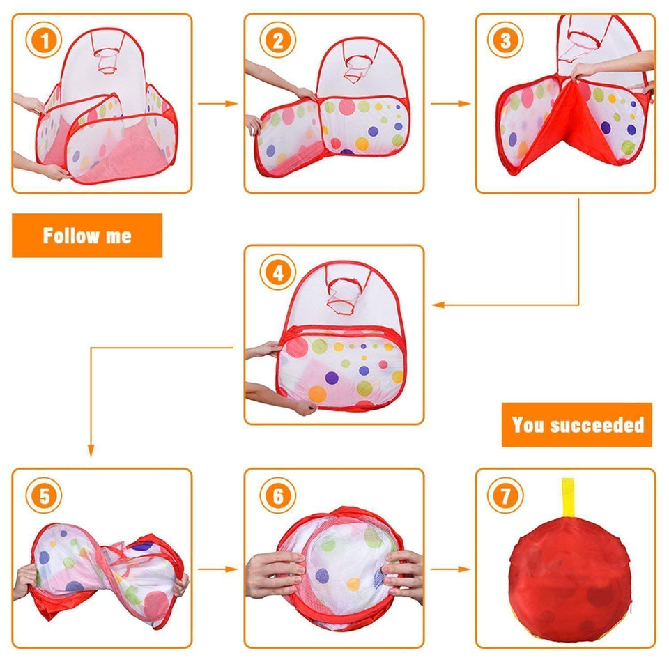Jasonwell Interiores Casas Jardin niños Casas para niños con aro de Baloncesto y Bolsa de Almacenamiento con Cremallera para los niños 4 Ft / 120CM (Bolas no está Incluidas)
