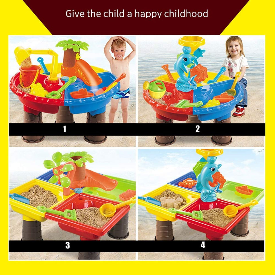 Juego De Juguetes para La Mesa De Playa para NiñOs, Juego De Piscina De Arena Grande Ensamblado Juego para Bebé Dragado con Agua para Jugar InteraccióN para Los NiñOs En Vacaciones
