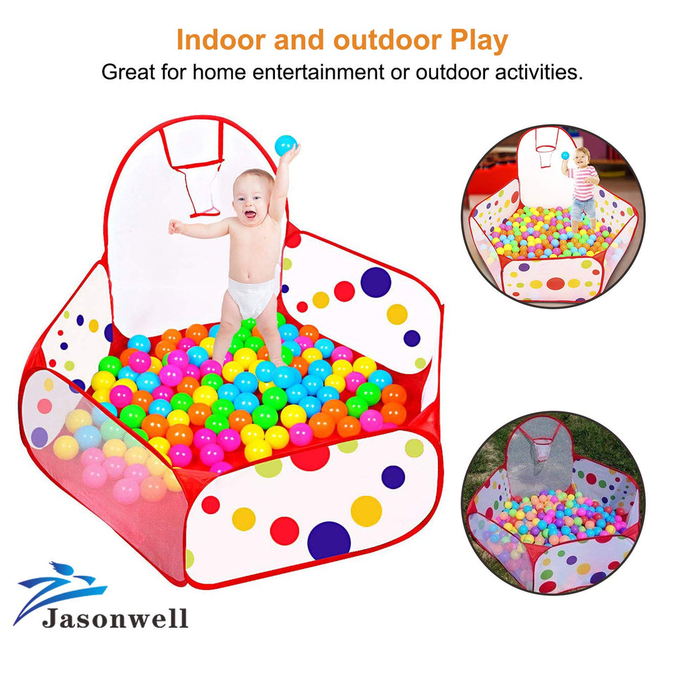Jasonwell Interiores Casas Jardin niños Casas para niños con aro de Baloncesto y Bolsa de Almacenamiento con Cremallera para los niños 4 Ft / 120CM (Bolas no está Incluidas)
