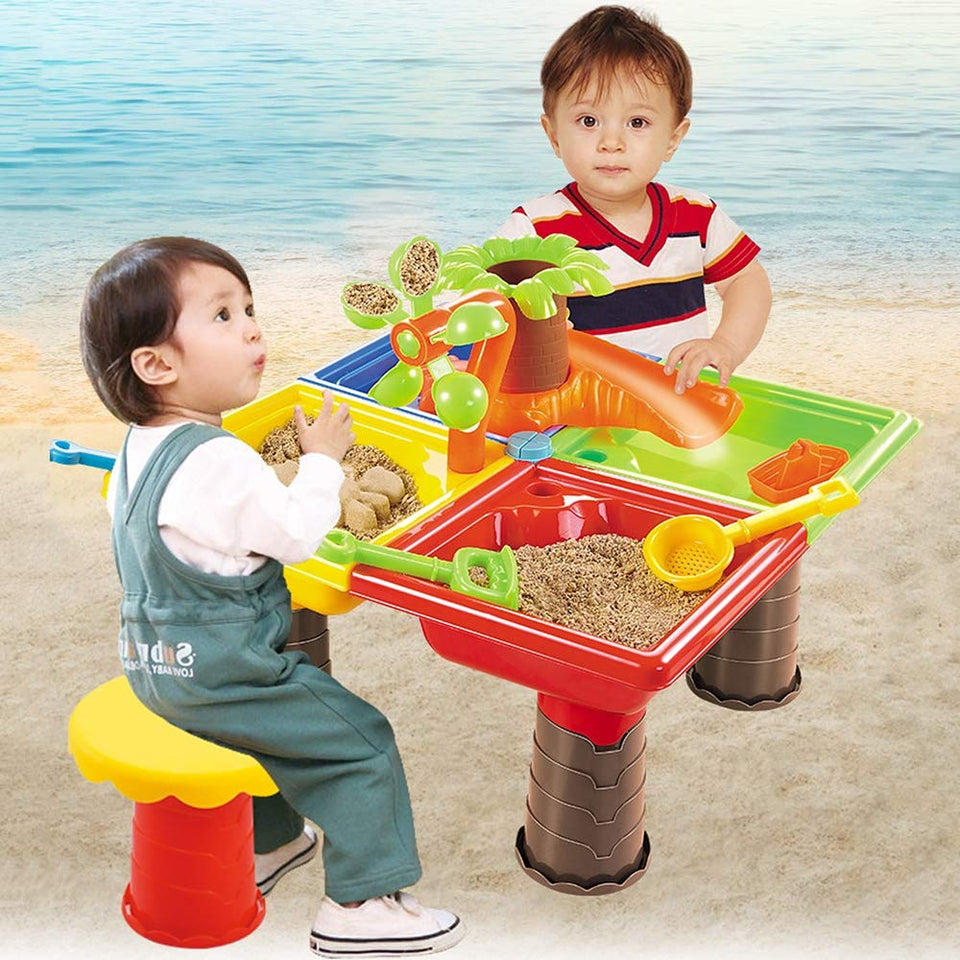 Juego De Juguetes para La Mesa De Playa para NiñOs, Juego De Piscina De Arena Grande Ensamblado Juego para Bebé Dragado con Agua para Jugar InteraccióN para Los NiñOs En Vacaciones