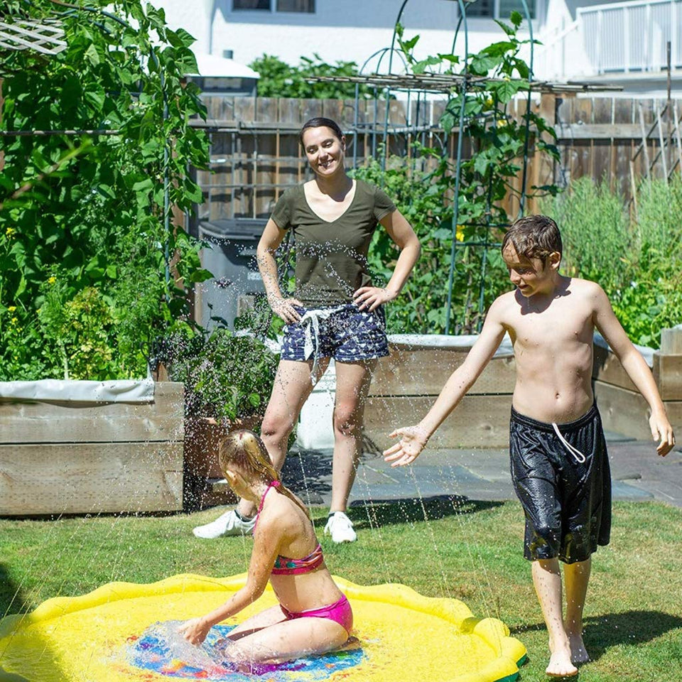 LIJUEZL Estera de rociado de rociadores de Agua de 170 cm, Césped de Juegos para niños Juguete de espray de Agua Inflable de PVC para bebé Actividad de diversión en la Playa