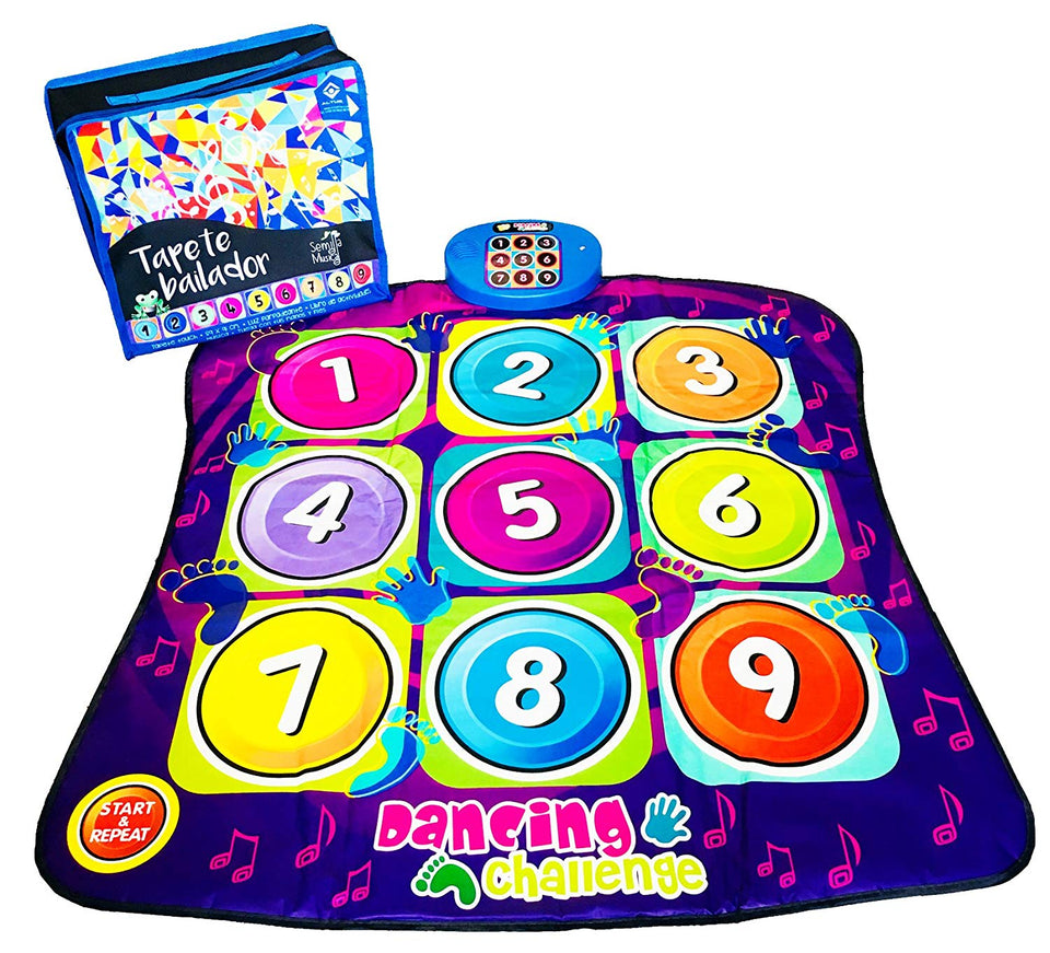TAPETE DE BAILE touch con música, luces, números y diferentes retos en donde aprendes a bailar de forma didáctica y divertida con pies y manos / 91x89cm / Hace del baile un juego didáctico para niños, niñas y bebes. Dancing playmat